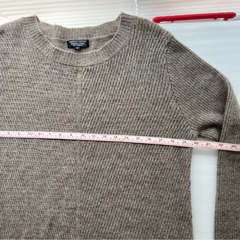Merino Essentials Womens Jumper Sweater Knit Brown Merino Wool Blend Size S 8/10 - Picture 11 of 12